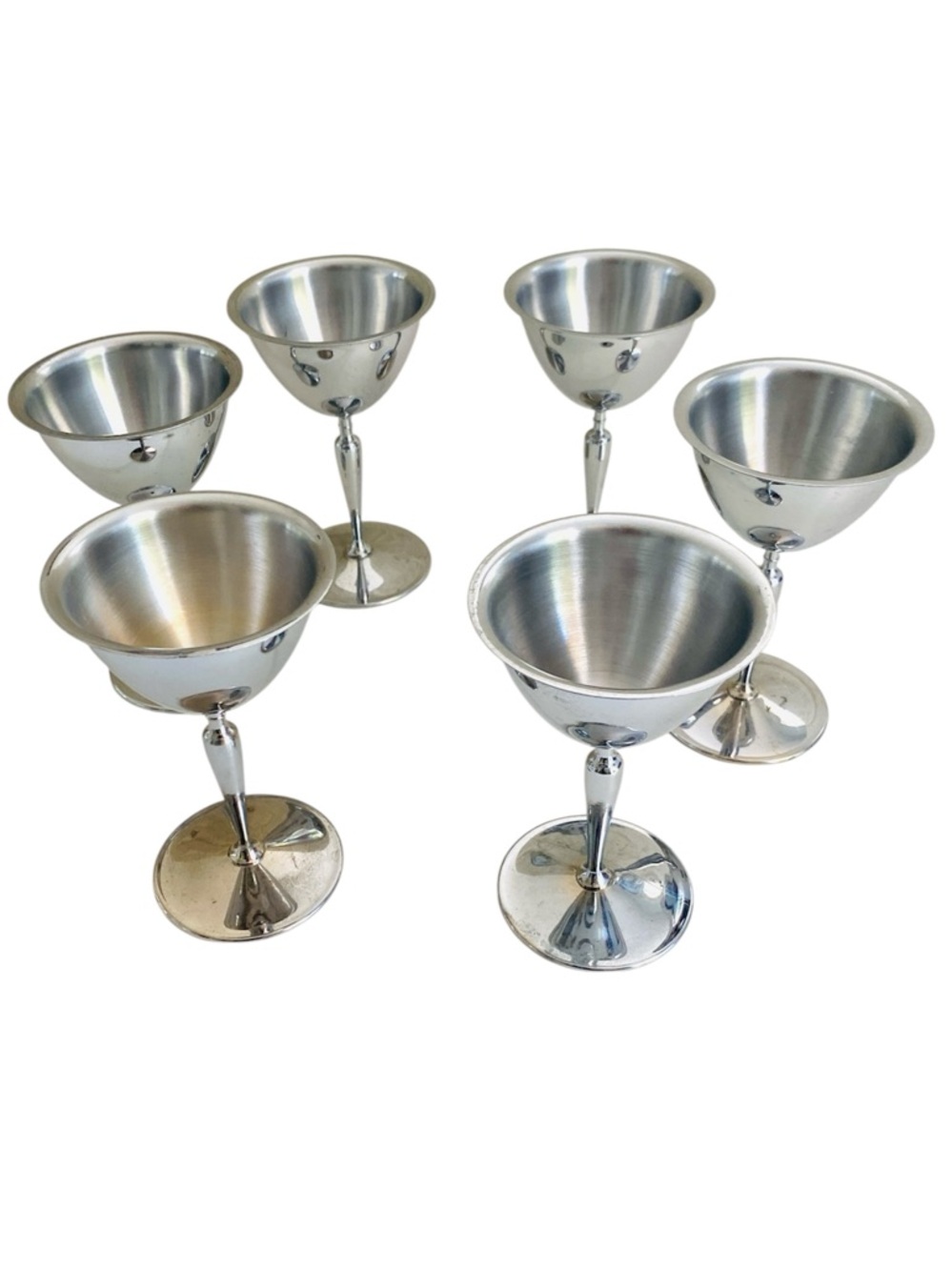 Silver Metal Dessert/Sherbet Cups Cordials Set of 6 Neo-Deco